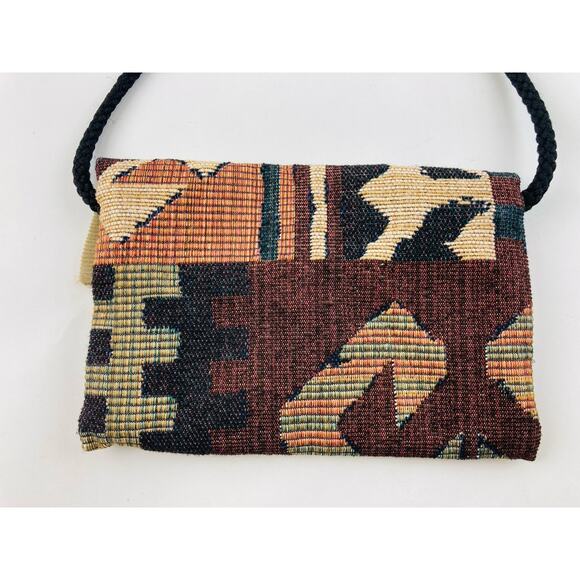 Tapestry Fabric CROSSBODY Southwest BOHO Bag Purse Kokopelli Metal Butt Corduroy - Picture 6 of 10